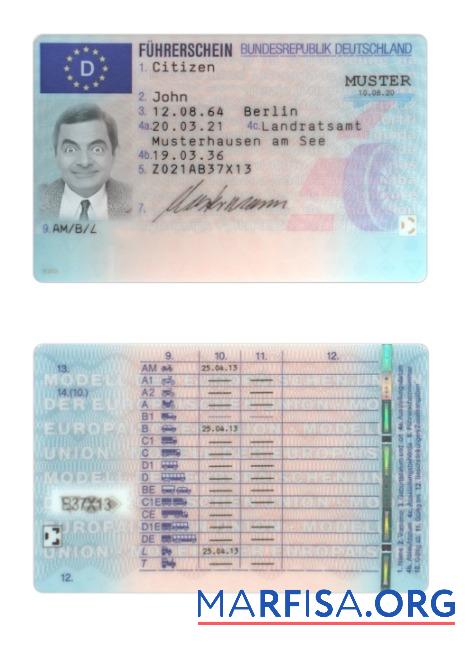 Printable Germany driving license 2021 present sample